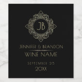 エレガント金ゴールド及び銀アールデコ枠 ワインラベル (シングルラベル)