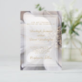 エレガント金ゴールド及び銀フローラ結婚式招待状 招待状 (スタンド正面)