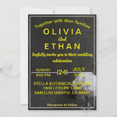 エレガント金ゴールド及び黒フローラ結婚式招待状 招待状 (正面)