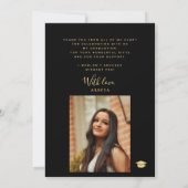 エレガント金ゴールド台本の卒業写真の卒業 サンキューカード (裏面)