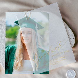 エレガント金ゴールド台本の学校クラス ベラム紙招待状