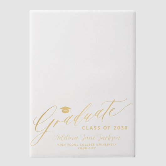 エレガント金ゴールド台本の学校クラス ベラム紙招待状 (正面)