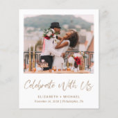 エレガント金ゴールド台本フォトウェディング受付招待状 (正面)