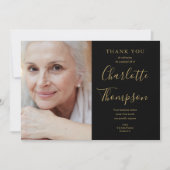 エレガント金ゴールド台本メモリアル葬儀写真 サンキューカード (正面)