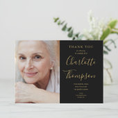 エレガント金ゴールド台本メモリアル葬儀写真 サンキューカード (スタンド正面)