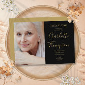 エレガント金ゴールド台本メモリアル葬儀写真 サンキューカード