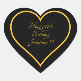 エレガント金ゴールド名ハッピーバースデーハートステッカー ハートシール