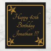 エレガント金ゴールド名ハッピーバースデーワインラベルセット ワインラベル (シングルラベル)