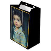 エレガント金ゴールド名ハッピーバースデー中抱き枕 ミディアムペーパーバッグ (裏面アングル)