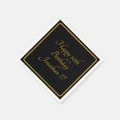 エレガント金ゴールド名ハッピーバースデー紙ナプキン スタンダードカクテルナプキン (角)