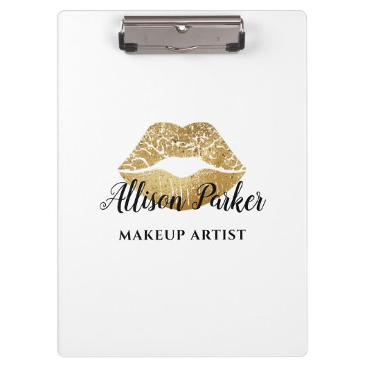 エレガント金ゴールド唇メイクアップアーティスト クリップボード (正面)