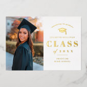 エレガント金ゴールド型写真卒業 箔招待状 (正面)