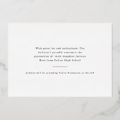 エレガント金ゴールド型写真卒業 箔招待状 (裏面)