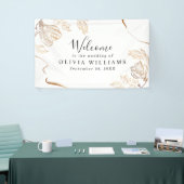 エレガント金ゴールド大理石フローラグリーンバナー 横断幕 (トレードショー)