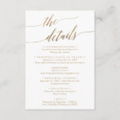 エレガント金ゴールド宛先ウェディング旅行詳細 エンクロージャーカード (正面)