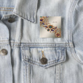 エレガント金ゴールド宝石フラワーボタン 缶バッジ (インサイチュ)