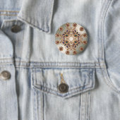 エレガント金ゴールド宝石フラワーボタン 缶バッジ (インサイチュ)