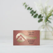 エレガント金ゴールド実在鍵Estate Broker Business Card 名刺 (スタンド正面)