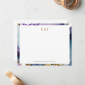 エレガント金ゴールド対イニシャルアルコールイ縁どンク ノートカード (正面/裏面インサイチュ)