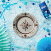 エレガント金ゴールド山花フローラセ結婚ラミック ペーパープレート (パーティー)