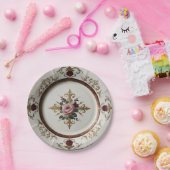 エレガント金ゴールド山花フローラセ結婚ラミック ペーパープレート (パーティー)