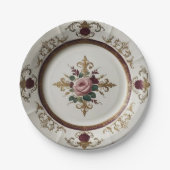 エレガント金ゴールド山花フローラセ結婚ラミック ペーパープレート (正面)