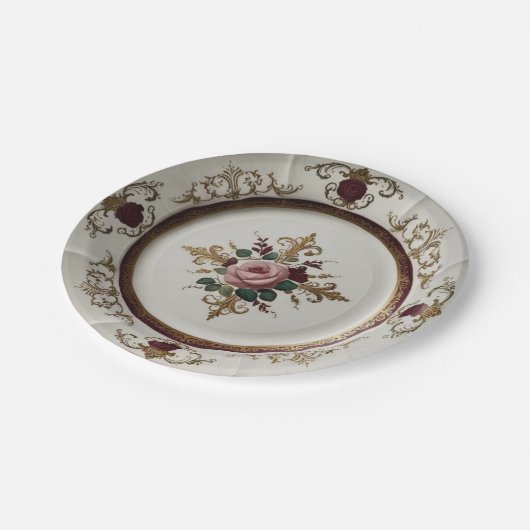 エレガント金ゴールド山花フローラセ結婚ラミック ペーパープレート (アングル)