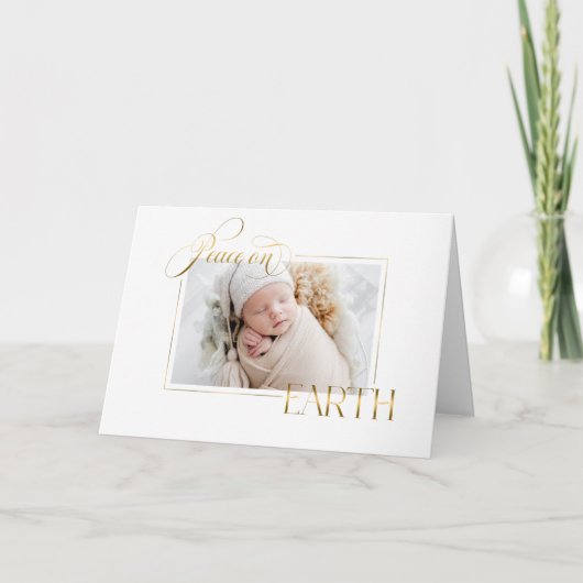 エレガント金ゴールド平和オン・アース写真 シーズンカード (正面)