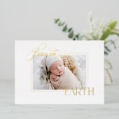 エレガント金ゴールド平和オン・アース写真 箔シーズンカード (立ち正面)