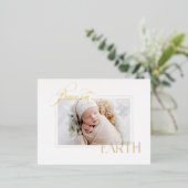 エレガント金ゴールド平和オン・アース写真 箔シーズンポストカード (立ち正面)