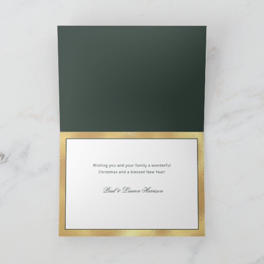 エレガント金ゴールド平和書道植物写真 シーズンカード (内部)