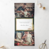 エレガント金ゴールド平和書道植物写真 三つ折りクリスマスカード (内部)