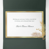 エレガント金ゴールド平和書道植物写真 三つ折りクリスマスカード (内部中)