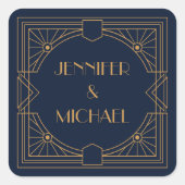 エレガント金ゴールド幾何アールデコデザイン スクエアシール (正面)