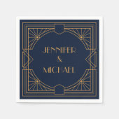 エレガント金ゴールド幾何アールデコデザイン スタンダードカクテルナプキン (正面)