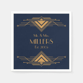 エレガント金ゴールド幾何アールデコデザイン スタンダードカクテルナプキン