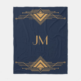 エレガント金ゴールド幾何アールデコデザイン フリースブランケット