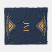 エレガント金ゴールド幾何アールデコデザイン フリースブランケット (正面(横))