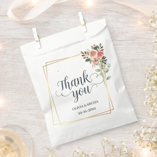 エレガント金ゴールド幾何フローラありがとうご結婚ざう フェイバーバッグ (クリップ留めされた状態)