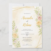 エレガント金ゴールド幾何フローラ結婚式招待状 招待状 (正面)