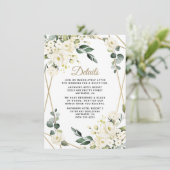 エレガント金ゴールド幾何フローラ結婚緑 エンクロージャーカード (スタンド正面)