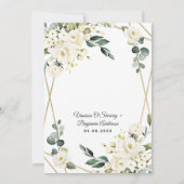 エレガント金ゴールド幾何フローラ結婚緑 招待状 (裏面)