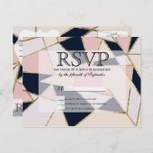 エレガント金ゴールド幾何三角形 インビテーションポストカード (正面/裏面)