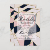 エレガント金ゴールド幾何三角形 招待状 (正面/裏面)