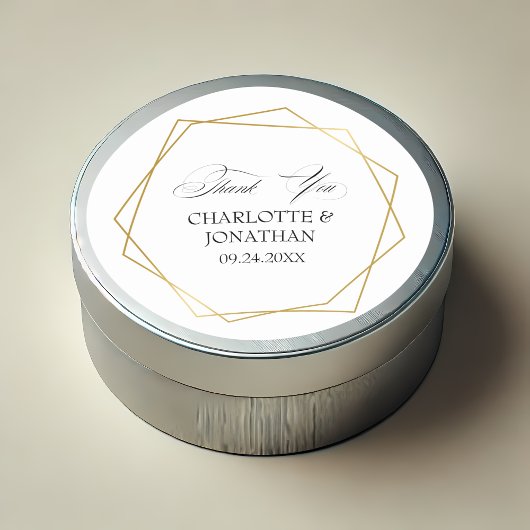 エレガント金ゴールド幾何学感謝結婚式の引き出物 ラウンドシール