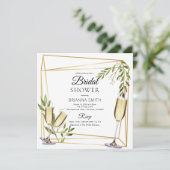 エレガント金ゴールド幾何学植物ブライダルシャワー 招待状 (スタンド正面)