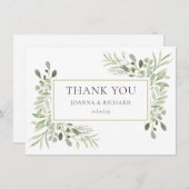 エレガント金ゴールド幾何結婚緑 サンキューカード (正面/裏面)