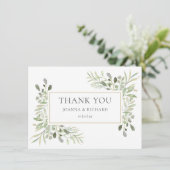 エレガント金ゴールド幾何結婚緑 サンキューカード (スタンド正面)