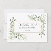 エレガント金ゴールド幾何結婚緑 サンキューカード (正面)