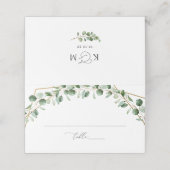 エレガント金ゴールド幾何結婚緑 プレイスカード (外部開封)